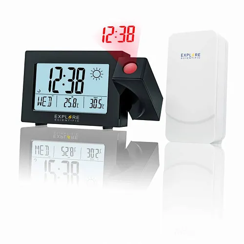 foto Explore Scientific Projection RC Alarm Clock w/Weather Forecast, black,  1