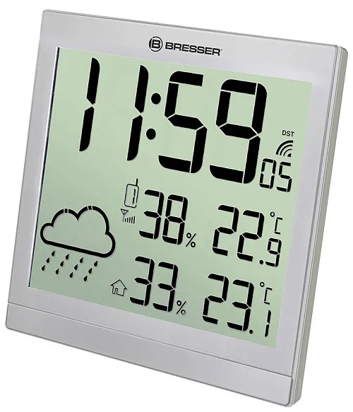 görüntü Bresser TemeoTrend JC LCD RC Weather Station (Wall clock), silver,  1