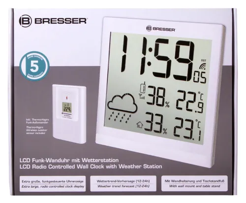 fotoğraf Bresser TemeoTrend JC LCD RC Weather Station (Wall clock), white,  11