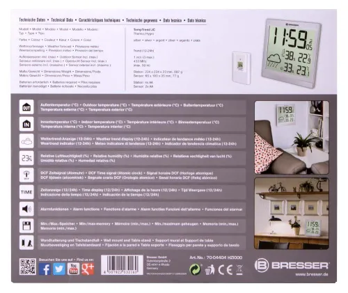 görüntü Bresser TemeoTrend JC LCD RC Weather Station (Wall clock), silver,  12