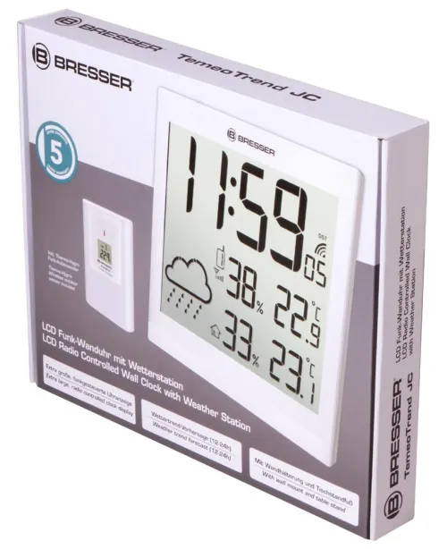 fotoğraf Bresser TemeoTrend JC LCD RC Weather Station (Wall clock), white,  10