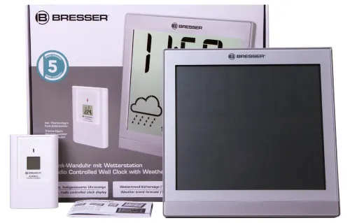 görüntü Bresser TemeoTrend JC LCD RC Weather Station (Wall clock), silver,  2