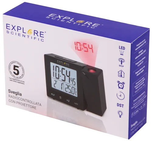 görüntü Explore Scientific RC Digital Projection Clock with Indoor Temperature, black,  15